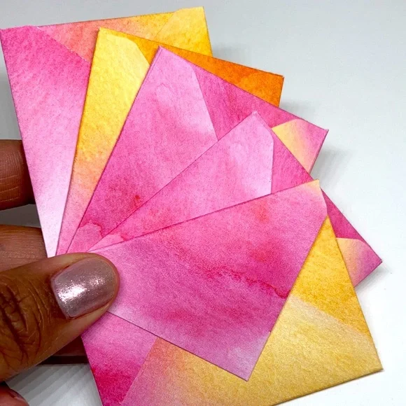 💕Watercolor Pink & Orange mini envelopes - Picture 5 of 7